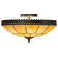 Meyda Lighting Vincent 20" 4-Light Craftsman Brown With Highlights Honeycomb Flush Mount Light With Beige Art Shade Glass
