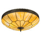 Meyda Lighting Vincent 20" 4-Light Craftsman Brown With Highlights Honeycomb Flush Mount Light With Beige Art Shade Glass