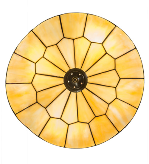 Meyda Lighting Vincent 20" 4-Light Craftsman Brown With Highlights Honeycomb Flush Mount Light With Beige Art Shade Glass