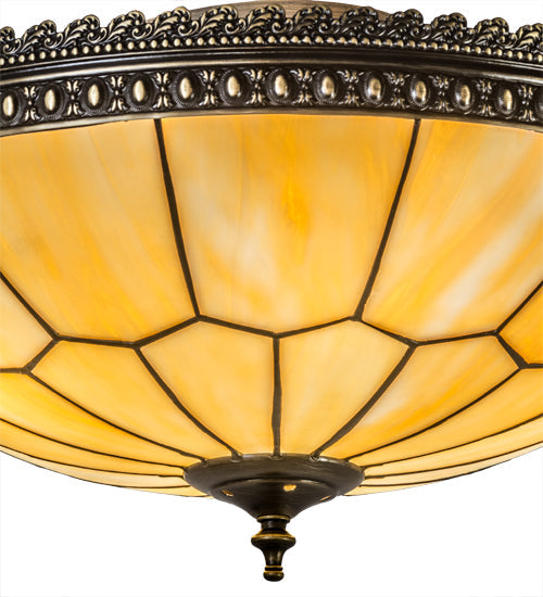 Meyda Lighting Vincent 20" 4-Light Craftsman Brown With Highlights Honeycomb Flush Mount Light With Beige Art Shade Glass