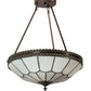 Meyda Lighting Vincent 20" 4-Light Mahogany Bronze & Craftsman Brown Highlighted Inverted Pendant Light With White Art Shade Glass