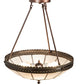 Meyda Lighting Vincent 20" 4-Light Mahogany Bronze & Craftsman Brown Highlighted Inverted Pendant Light With White Art Shade Glass