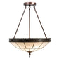 Meyda Lighting Vincent 20" 4-Light Mahogany Bronze & Craftsman Brown Highlighted Inverted Pendant Light With White Art Shade Glass