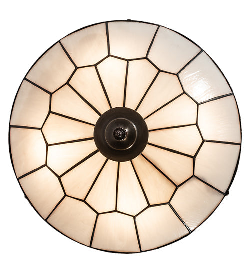 Meyda Lighting Vincent 20" 4-Light Mahogany Bronze & Craftsman Brown Highlighted Inverted Pendant Light With White Art Shade Glass