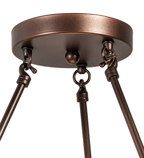 Meyda Lighting Vincent 20" 4-Light Mahogany Bronze & Craftsman Brown Highlighted Inverted Pendant Light With White Art Shade Glass