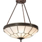 Meyda Lighting Vincent 20" 4-Light Mahogany Bronze & Craftsman Brown Highlighted Inverted Pendant Light With White Art Shade Glass