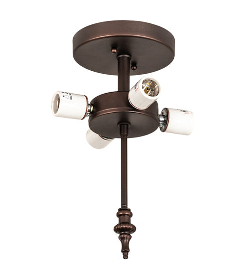 Meyda Lighting Vincent 21" 4-Light Mahogany Bronze & Craftsman Brown Honeycomb Flush Mount Light With Beige Iridescent Shade Glass