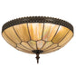 Meyda Lighting Vincent 21" 4-Light Mahogany Bronze & Craftsman Brown Honeycomb Flush Mount Light With Beige Iridescent Shade Glass