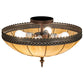 Meyda Lighting Vincent 21" 4-Light Mahogany Bronze & Craftsman Brown Honeycomb Flush Mount Light With Beige Iridescent Shade Glass