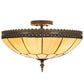 Meyda Lighting Vincent 21" 4-Light Mahogany Bronze & Craftsman Brown Honeycomb Flush Mount Light With Beige Iridescent Shade Glass