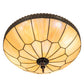 Meyda Lighting Vincent 21" 4-Light Mahogany Bronze & Craftsman Brown Honeycomb Flush Mount Light With Beige Iridescent Shade Glass