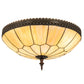 Meyda Lighting Vincent 21" 4-Light Mahogany Bronze & Craftsman Brown Honeycomb Flush Mount Light With Beige Iridescent Shade Glass