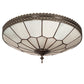Meyda Lighting Vincent 21" 4-Light Mahogany Bronze & Highlighted Craftsman Brown Flush Mount Light With Frosted Clear Shade Glass
