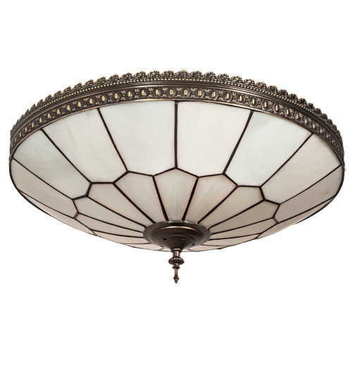 Meyda Lighting Vincent 21" 4-Light Mahogany Bronze & Highlighted Craftsman Brown Flush Mount Light With Frosted Clear Shade Glass