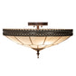 Meyda Lighting Vincent 21" 4-Light Mahogany Bronze & Highlighted Craftsman Brown Flush Mount Light With Frosted Clear Shade Glass