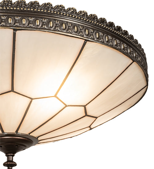 Meyda Lighting Vincent 21" 4-Light Mahogany Bronze & Highlighted Craftsman Brown Flush Mount Light With Frosted Clear Shade Glass