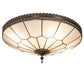 Meyda Lighting Vincent 21" 4-Light Mahogany Bronze & Highlighted Craftsman Brown Flush Mount Light With Frosted Clear Shade Glass