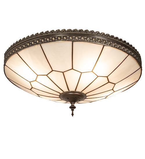Meyda Lighting Vincent 21" 4-Light Mahogany Bronze & Highlighted Craftsman Brown Flush Mount Light With Frosted Clear Shade Glass