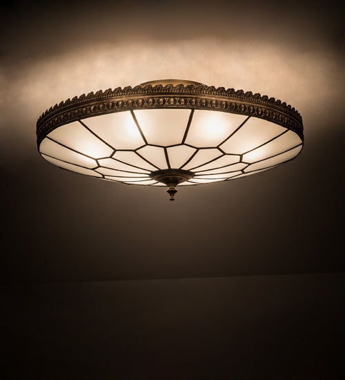 Meyda Lighting Vincent 21" 6-Light Antique Brass Honeycomb Flush Mount Light With Frosted Clear Shade Glass