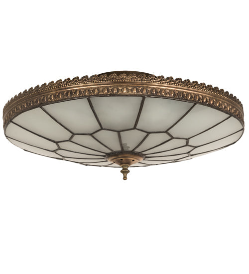 Meyda Lighting Vincent 21" 6-Light Antique Brass Honeycomb Flush Mount Light With Frosted Clear Shade Glass