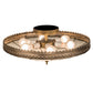 Meyda Lighting Vincent 21" 6-Light Antique Brass Honeycomb Flush Mount Light With Frosted Clear Shade Glass