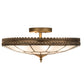 Meyda Lighting Vincent 21" 6-Light Antique Brass Honeycomb Flush Mount Light With Frosted Clear Shade Glass