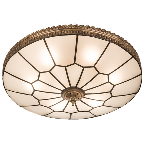 Meyda Lighting Vincent 21" 6-Light Antique Brass Honeycomb Flush Mount Light With Frosted Clear Shade Glass