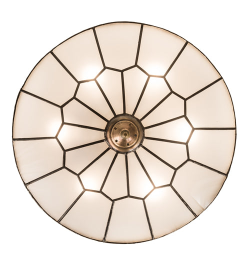 Meyda Lighting Vincent 21" 6-Light Antique Brass Honeycomb Flush Mount Light With Frosted Clear Shade Glass