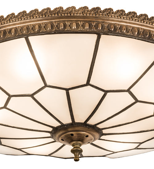 Meyda Lighting Vincent 21" 6-Light Antique Brass Honeycomb Flush Mount Light With Frosted Clear Shade Glass