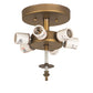 Meyda Lighting Vincent 21" 6-Light Antique Brass Honeycomb Flush Mount Light With Frosted Clear Shade Glass