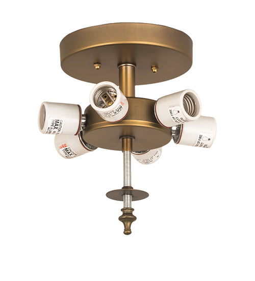 Meyda Lighting Vincent 21" 6-Light Antique Brass Honeycomb Flush Mount Light With Frosted Clear Shade Glass