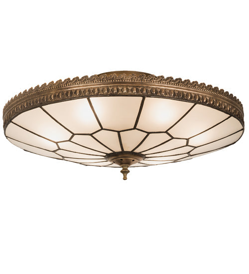 Meyda Lighting Vincent 21" 6-Light Antique Brass Honeycomb Flush Mount Light With Frosted Clear Shade Glass