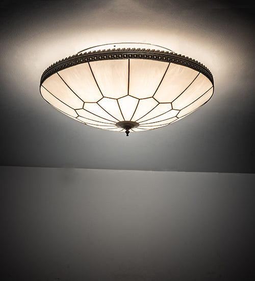 Meyda Lighting Vincent 30" 6-Light Oil Rubbed Bronze Flush Mount Light With White Shade Glass