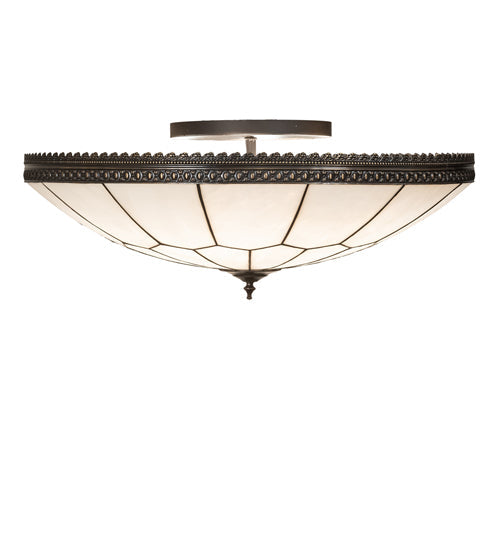 Meyda Lighting Vincent 30" 6-Light Oil Rubbed Bronze Flush Mount Light With White Shade Glass