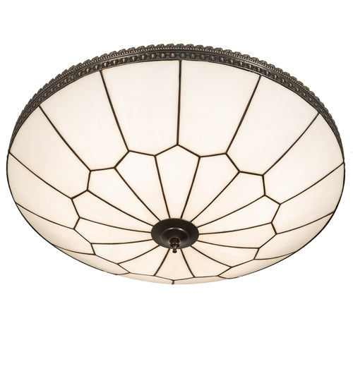 Meyda Lighting Vincent 30" 6-Light Oil Rubbed Bronze Flush Mount Light With White Shade Glass