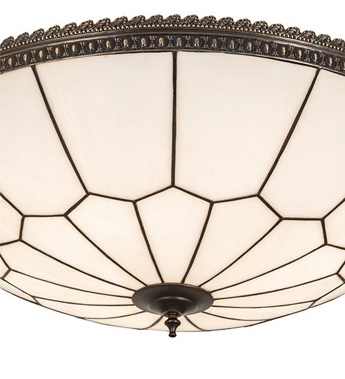 Meyda Lighting Vincent 30" 6-Light Oil Rubbed Bronze Flush Mount Light With White Shade Glass
