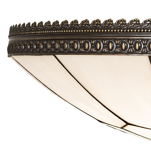 Meyda Lighting Vincent 30" 6-Light Oil Rubbed Bronze Flush Mount Light With White Shade Glass