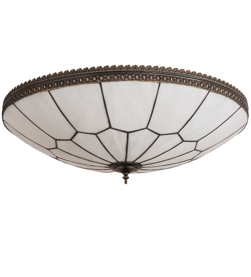 Meyda Lighting Vincent 30" Craftsman Brown Highlighted Honeycomb Flush Mount Light With White Art Shade Glass