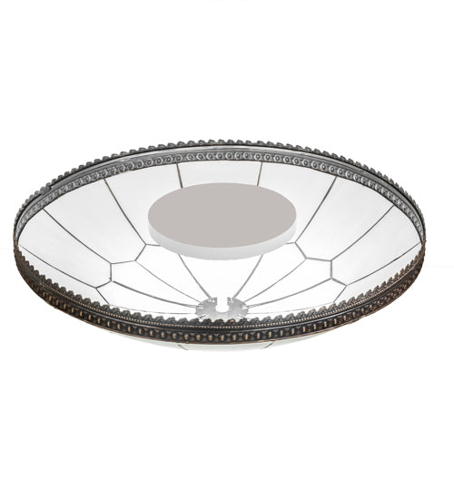 Meyda Lighting Vincent 30" Craftsman Brown Highlighted Honeycomb Flush Mount Light With White Art Shade Glass