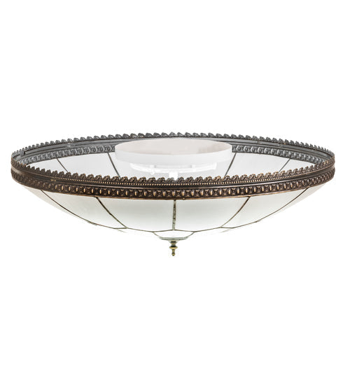 Meyda Lighting Vincent 30" Craftsman Brown Highlighted Honeycomb Flush Mount Light With White Art Shade Glass