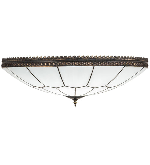 Meyda Lighting Vincent 30" Craftsman Brown Highlighted Honeycomb Flush Mount Light With White Art Shade Glass