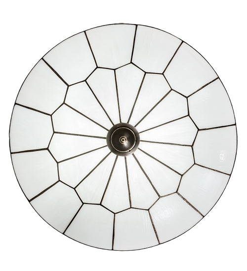 Meyda Lighting Vincent 30" Craftsman Brown Highlighted Honeycomb Flush Mount Light With White Art Shade Glass