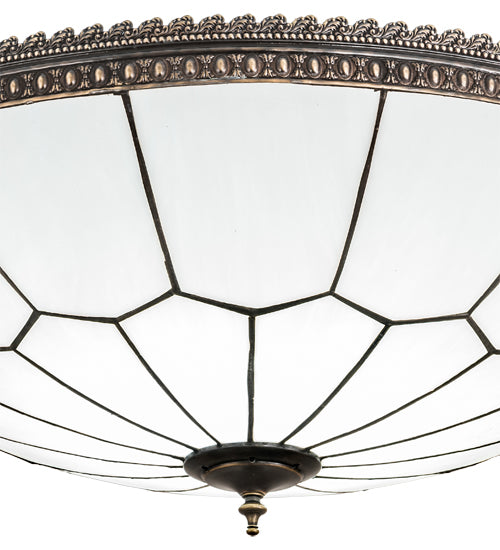 Meyda Lighting Vincent 30" Craftsman Brown Highlighted Honeycomb Flush Mount Light With White Art Shade Glass