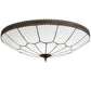 Meyda Lighting Vincent 30" Craftsman Brown Highlighted Honeycomb Flush Mount Light With White Art Shade Glass