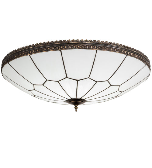 Meyda Lighting Vincent 30" Craftsman Brown Highlighted Honeycomb Flush Mount Light With White Art Shade Glass