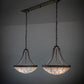 Meyda Lighting Vincent 56" 6-Light Antique Copper Honeycomb Island Pendant Light With Beige Art Shade Glass