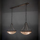 Meyda Lighting Vincent 56" 6-Light Antique Copper Honeycomb Island Pendant Light With Beige Art Shade Glass