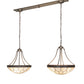 Meyda Lighting Vincent 56" 6-Light Antique Copper Honeycomb Island Pendant Light With Beige Art Shade Glass