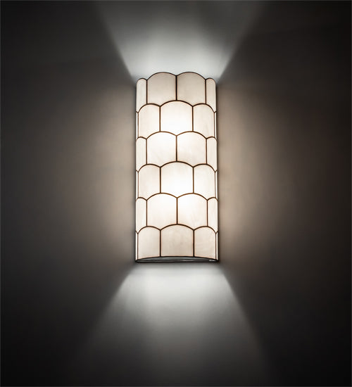 Meyda Lighting Vincent 8" 2-Light Craftsman Brown Honeycomb Wall Sconce With White Art Shade Glass