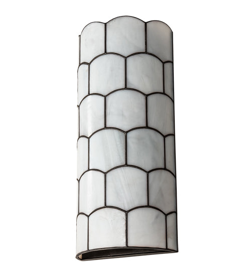 Meyda Lighting Vincent 8" 2-Light Craftsman Brown Honeycomb Wall Sconce With White Art Shade Glass